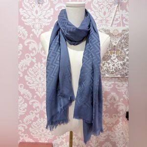 Fendi FF Logo Blue Silk & Cashmere Vintage Scarf